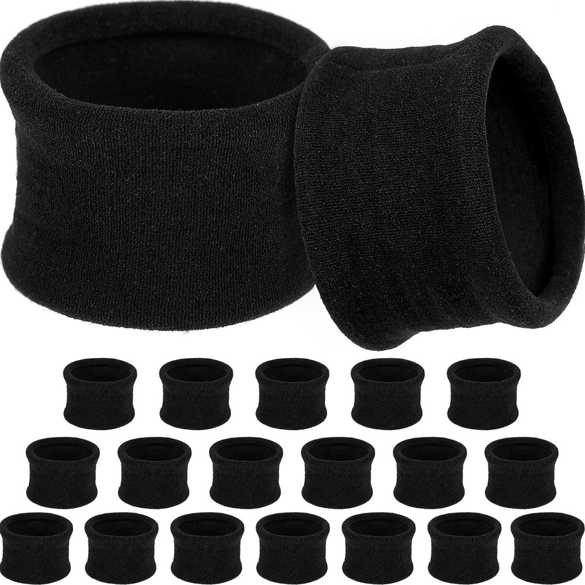 EBOOT 20-Pack Large Cotton Stretch Hair Ties for Thick, Heavy, or Curly Hair – 6.5 cm Diameter, Black - görsel 1