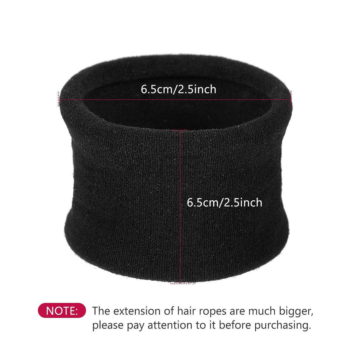 EBOOT 20-Pack Large Cotton Stretch Hair Ties for Thick, Heavy, or Curly Hair – 6.5 cm Diameter, Black - görsel 3