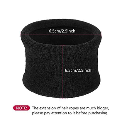 EBOOT 20-Pack Large Cotton Stretch Hair Ties for Thick, Heavy, or Curly Hair – 6.5 cm Diameter, Black