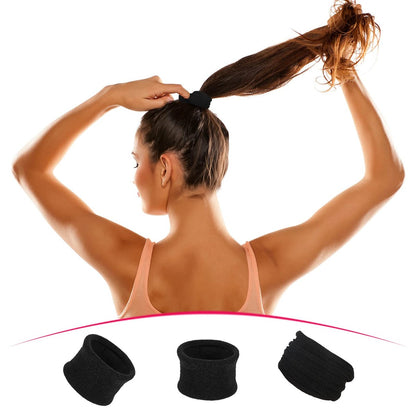 EBOOT 20-Pack Large Cotton Stretch Hair Ties for Thick, Heavy, or Curly Hair – 6.5 cm Diameter, Black