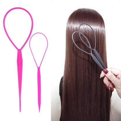 WSYUB Topsy Tail Tools - 10 Pack Hair Styling Accessories for French Braids, Large & Trumpet Sizes, 5 Colors, Silicone Loop