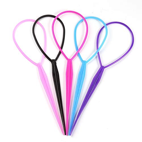 WSYUB Topsy Tail Tools - 10 Pack Hair Styling Accessories for French Braids, Large & Trumpet Sizes, 5 Colors, Silicone Loop - görsel 14