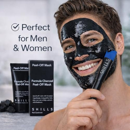 SHILLS Charcoal Mask for Men with Brush Set – Deep Pore Cleansing Face Mask, 1.69 fl oz