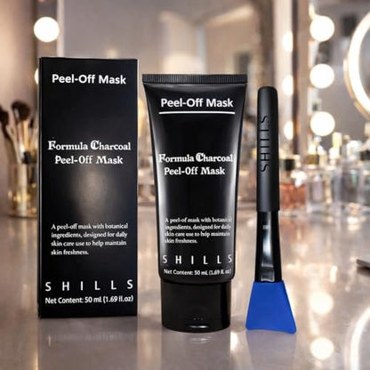 SHILLS Charcoal Mask for Men with Brush Set – Deep Pore Cleansing Face Mask, 1.69 fl oz