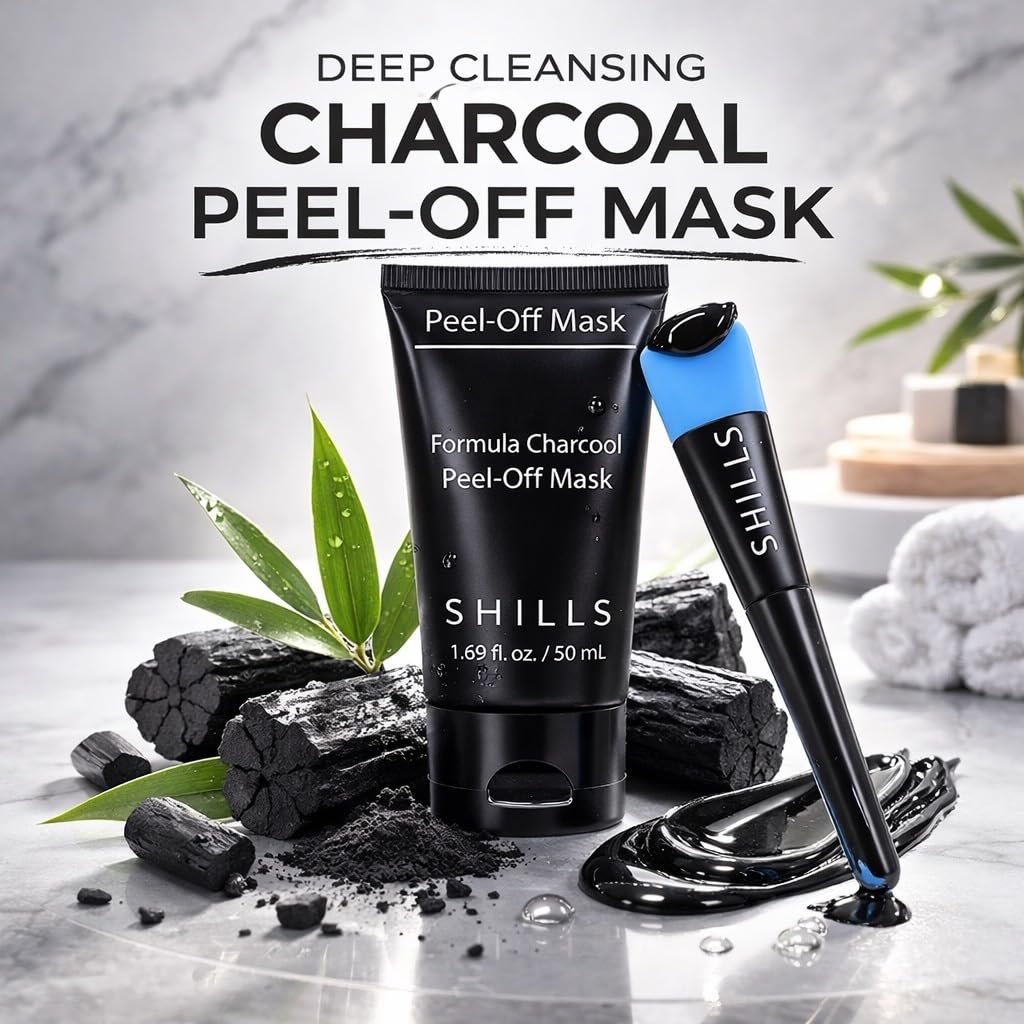 SHILLS Charcoal Mask for Men with Brush Set – Deep Pore Cleansing Face Mask, 1.69 fl oz - görsel 4