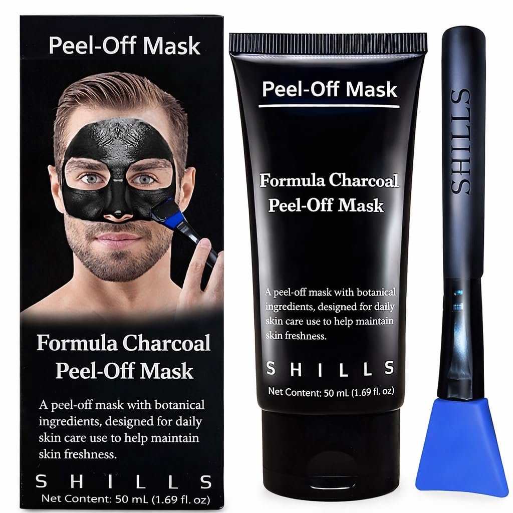 SHILLS Charcoal Mask for Men with Brush Set – Deep Pore Cleansing Face Mask, 1.69 fl oz - görsel 2