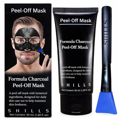 SHILLS Charcoal Mask for Men with Brush Set – Deep Pore Cleansing Face Mask, 1.69 fl oz