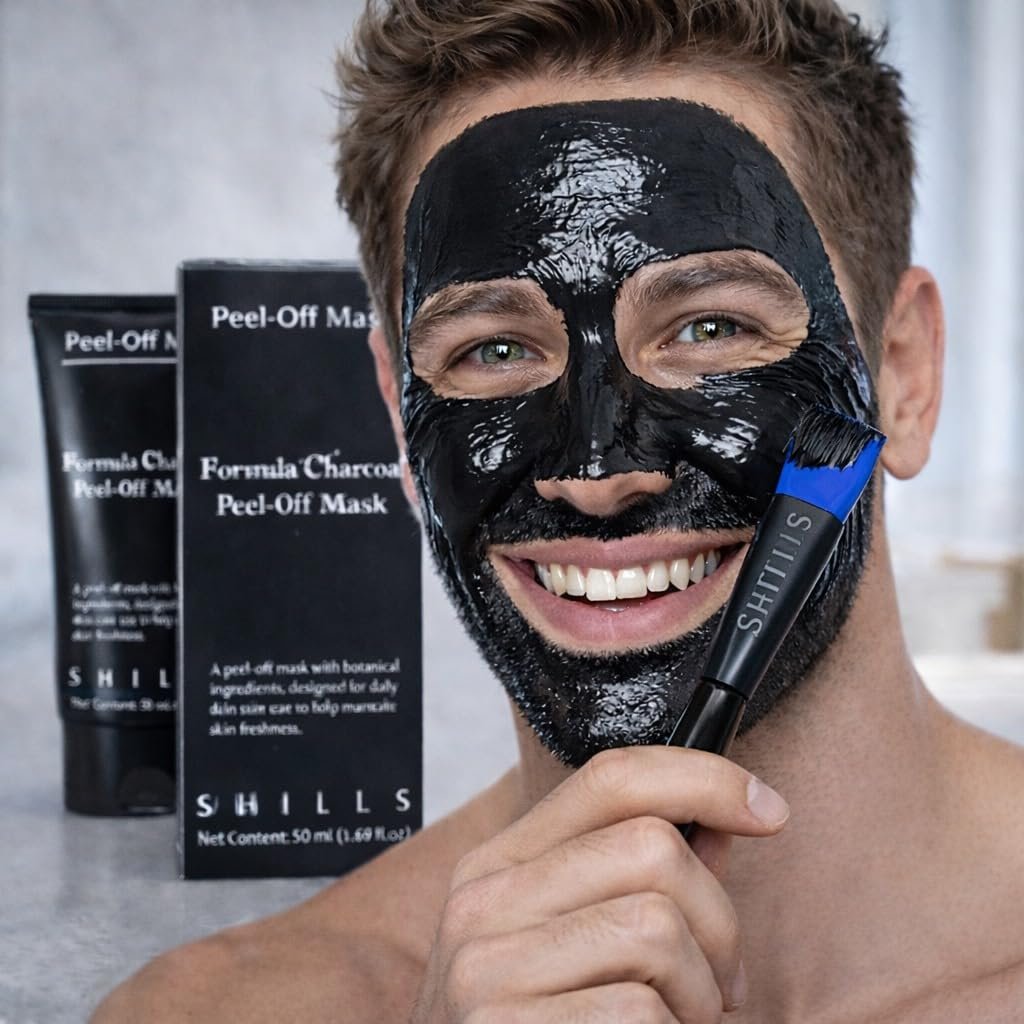 SHILLS Charcoal Mask for Men with Brush Set – Deep Pore Cleansing Face Mask, 1.69 fl oz - görsel 18