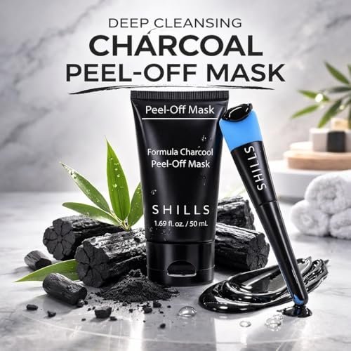 SHILLS Charcoal Mask for Men with Brush Set – Deep Pore Cleansing Face Mask, 1.69 fl oz - görsel 3