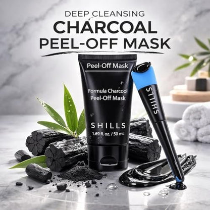 SHILLS Charcoal Mask for Men with Brush Set – Deep Pore Cleansing Face Mask, 1.69 fl oz
