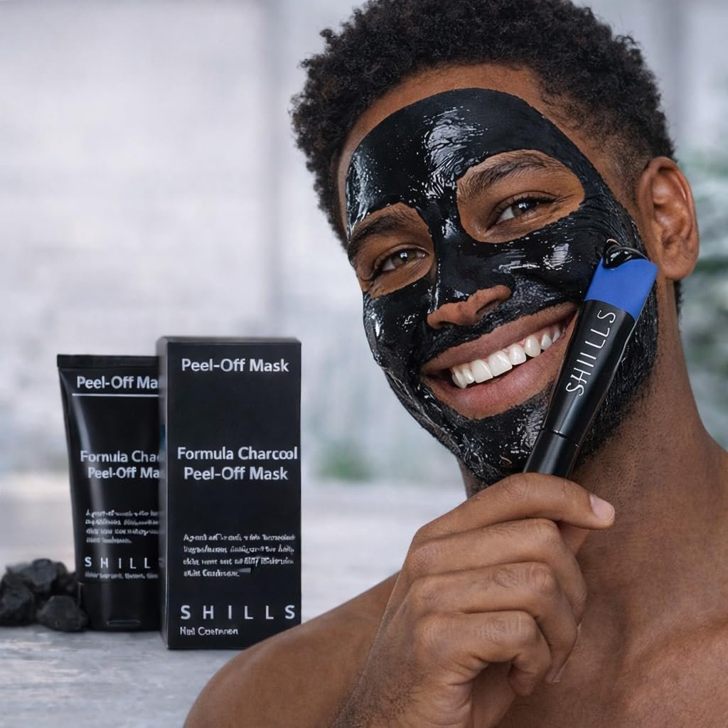 SHILLS Charcoal Mask for Men with Brush Set – Deep Pore Cleansing Face Mask, 1.69 fl oz - görsel 16