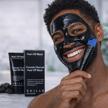 SHILLS Charcoal Mask for Men with Brush Set – Deep Pore Cleansing Face Mask, 1.69 fl oz