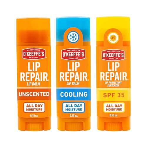 O'Keeffe's Lip Repair Lip Balm Set for Dry, Cracked Lips - Stick (Pack of 3: 1 Cooling + 1 Unscented + 1 SPF) - Moisturizer for Extremely Cracked, Dry Lips - görsel 2