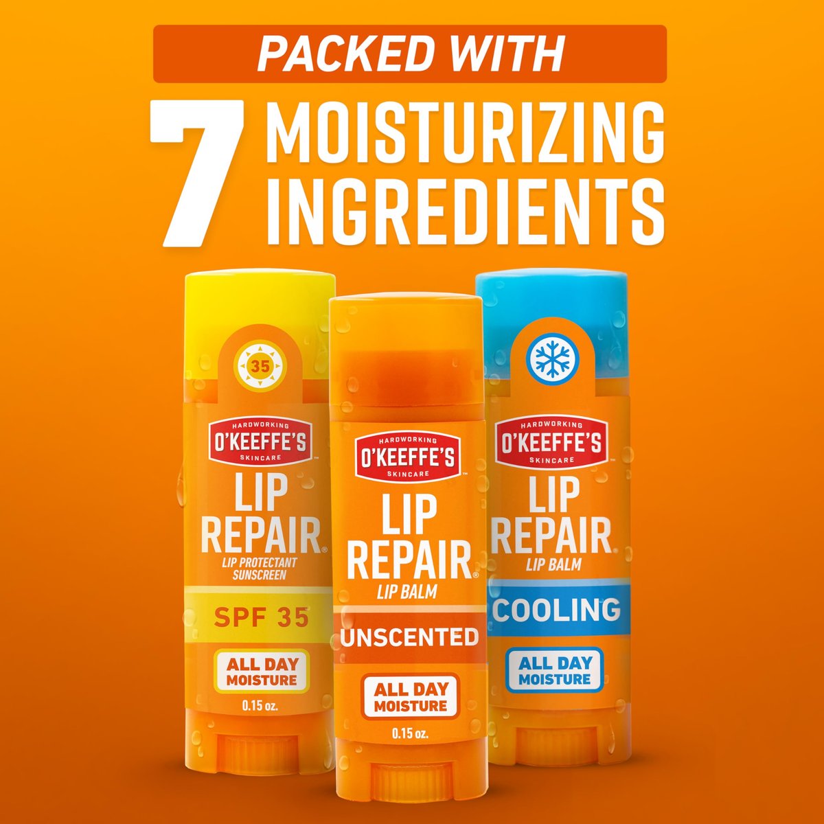 O'Keeffe's Lip Repair Lip Balm Set for Dry, Cracked Lips - Stick (Pack of 3: 1 Cooling + 1 Unscented + 1 SPF) - Moisturizer for Extremely Cracked, Dry Lips - görsel 9