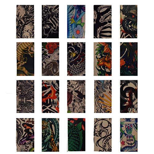 HOVEOX 20-Pack Temporary Tattoo Arm Sleeves – Multi-Colored Sunscreen Slip Accessories - görsel 6