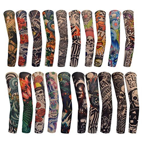 HOVEOX 20-Pack Temporary Tattoo Arm Sleeves – Multi-Colored Sunscreen Slip Accessories - görsel 2