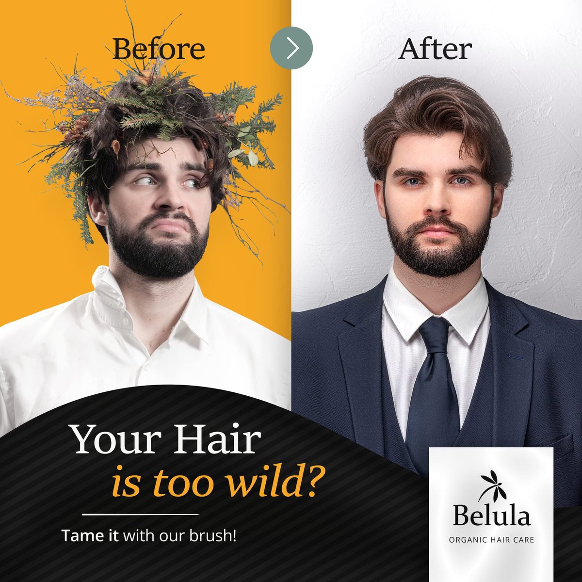 Belula Men's Hair Grooming Set: Boar Bristle Brush, Nylon Pin Brush, Wooden Comb, and Travel Bag for Styling Avelisse