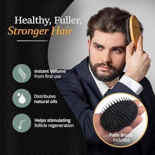 Belula Men's Hair Grooming Set: Boar Bristle Brush, Nylon Pin Brush, Wooden Comb, and Travel Bag for Styling Avelisse
