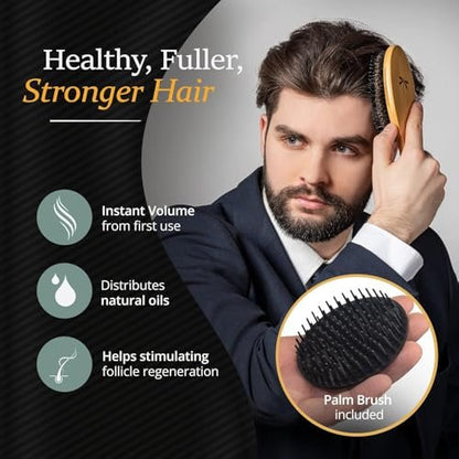 Belula Men's Hair Grooming Set: Boar Bristle Brush, Nylon Pin Brush, Wooden Comb, and Travel Bag for Styling Avelisse