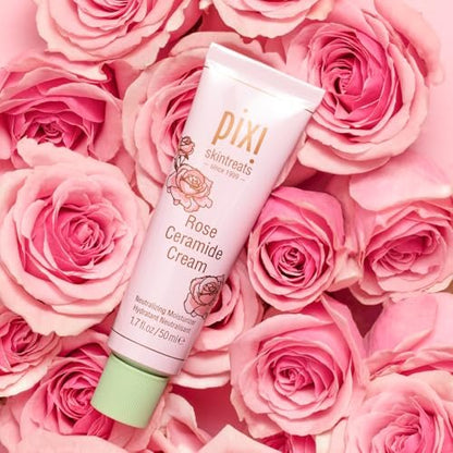 Pixi Beauty Rose Ceramide Hydrating Face Cream – Ultra Rich Barrier Repair Moisturizer for Radiant & Supple Skin, 1.7 oz