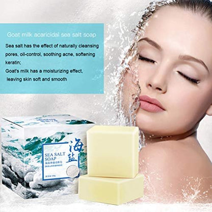 Fabussa Natural Goat's Milk Soap with Sea Salt – for Face, Dry, Oily, Acne-Prone, and Anti-Cellulite (3.52 oz)