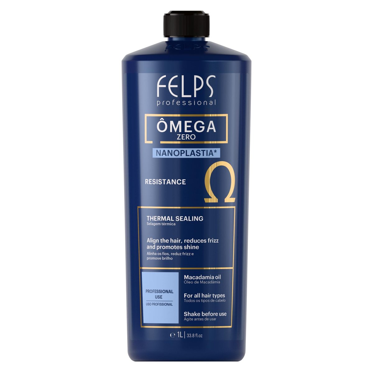 Felps Professional Omega - Thermal Sealing & Zero Unique Nanoplasty - Straightening & Smoothing Hair Treatment - Brazilian Keratin Blowout - Formaldehyde Free 1L/33.81oz Avelisse