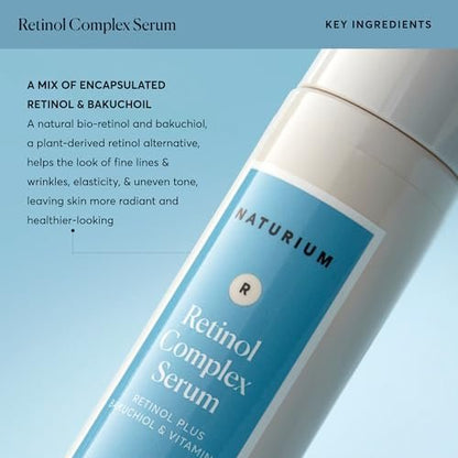 Naturium Retinol Complex Serum - Encapsulated Retinols & Bakuchiol for Refining & Smoothing Face Serum, 1 oz