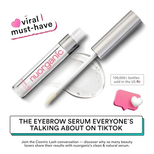 NuOrganic Cosmic Brow Eyebrow Serum for Growth - Natural Eye Brow Serum for Thicker, Longer, More Defined Brows - 4 Months Supply XL Size - Cruelty Free, Made in USA Avelisse