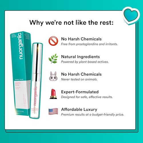 NuOrganic Cosmic Brow Eyebrow Serum for Growth - Natural Eye Brow Serum for Thicker, Longer, More Defined Brows - 4 Months Supply XL Size - Cruelty Free, Made in USA Avelisse