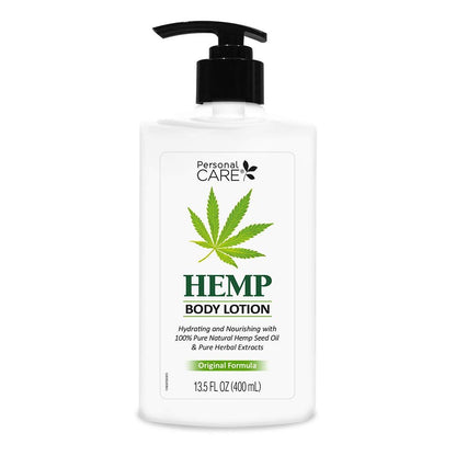 Personal Care Hemp Body Lotion with Pump - 13.5 Fl Oz, Moisturizing Cream for Dry Skin & Eczema