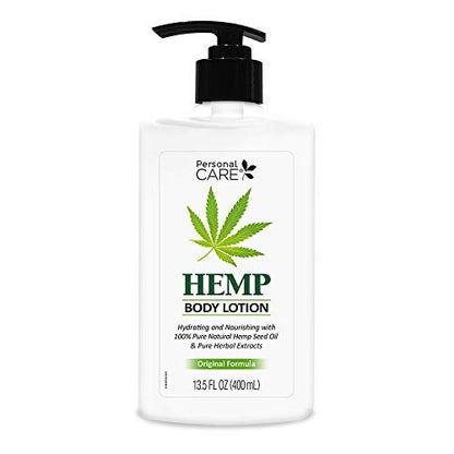 Personal Care Hemp Body Lotion with Pump - 13.5 Fl Oz, Moisturizing Cream for Dry Skin & Eczema