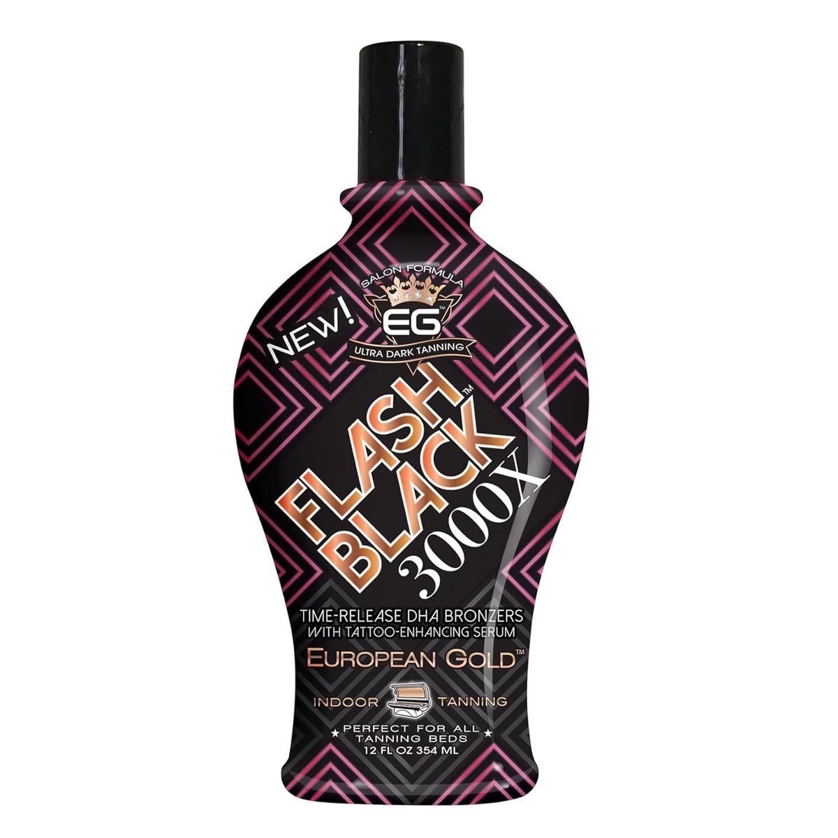 European Gold Flash Black 3000X Indoor Tanning Lotion – Ultra-Dark Advanced Formula with Time-Release DHA Bronzers for Long-Lasting, Deep Color and Silky Smooth Skin – 12 oz. - görsel 1