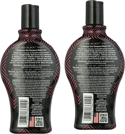 European Gold Flash Black 3000X Indoor Tanning Lotion – Ultra-Dark Advanced Formula with Time-Release DHA Bronzers for Long-Lasting, Deep Color and Silky Smooth Skin – 12 oz.