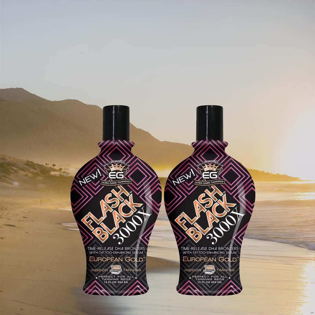 European Gold Flash Black 3000X Indoor Tanning Lotion – Ultra-Dark Advanced Formula with Time-Release DHA Bronzers for Long-Lasting, Deep Color and Silky Smooth Skin – 12 oz. - görsel 3