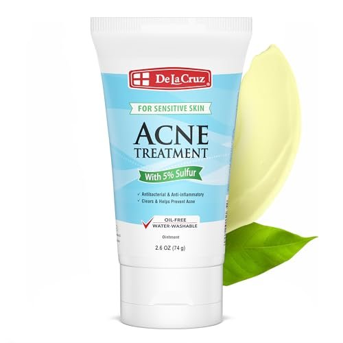 De La Cruz 5% Sulfur Ointment – Cystic Acne Treatment for Face and Body – Daily 10 Minute Spot Treatment Mask – Hormonal Acne Relief, 2.6 oz - görsel 2