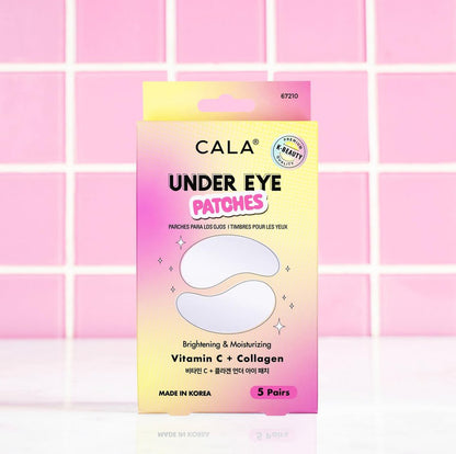 CALA Vitamin C + Collagen Under Eye Patches – Brightening & Hydrating Eye Masks to Depuff, Reduce Dark Circles & Fine Lines (5 Pairs, 10-15 Min Treatment)