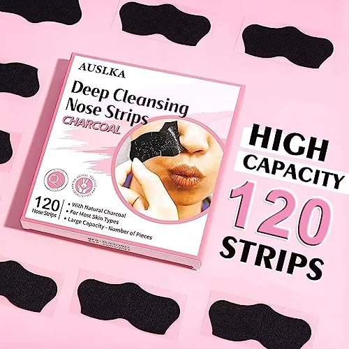 AUSLKA Blackhead Pore Strips - 120 Count Deep Cleansing Charcoal Strips for Nose & Face, Blackhead Remover - görsel 6