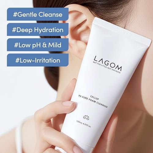 LAGOM Cellup pH Cure Foam Cleanser – Low pH 5.5 Gentle Face Wash for Sensitive Skin, K-Beauty Barrier Protection, 4.05 Fl Oz Avelisse