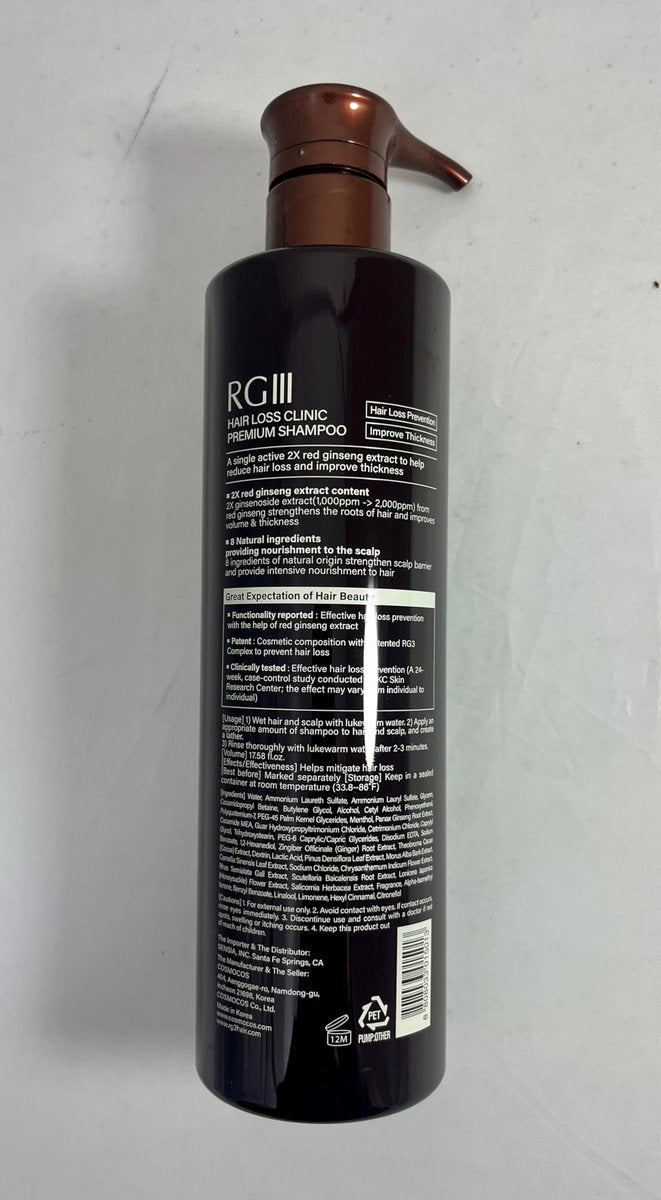 RG3 RGIII Premium Hair Loss Clinic Shampoo – 35.16 Fl Oz – Brown Avelisse