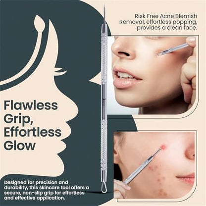 Beautlex Professional Skin Milia Remover Tool & Comedone Extractor – Double Ended Stainless Steel Pimple Popper Kit for Acne & Blackhead Removal