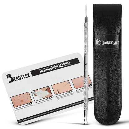 Beautlex Professional Skin Milia Remover Tool & Comedone Extractor – Double Ended Stainless Steel Pimple Popper Kit for Acne & Blackhead Removal