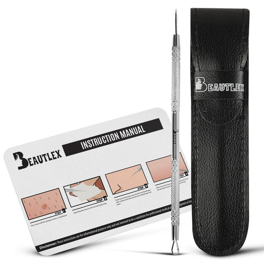 Beautlex Professional Skin Milia Remover Tool & Comedone Extractor – Double Ended Stainless Steel Pimple Popper Kit for Acne & Blackhead Removal