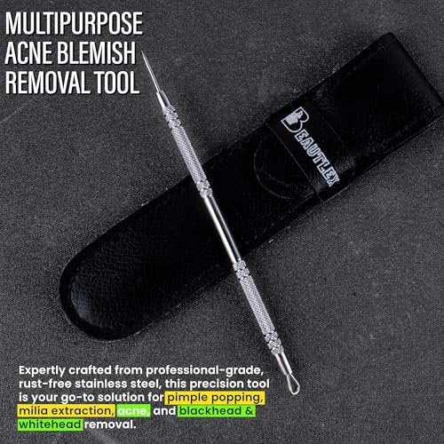 Beautlex Professional Skin Milia Remover Tool & Comedone Extractor – Double Ended Stainless Steel Pimple Popper Kit for Acne & Blackhead Removal - görsel 8