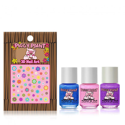 Piggy Paint 100% Non-Toxic Girls Nail Polish - Shimmer & Sparkle (3 Polish + Nail Art Gift Set) Avelisse