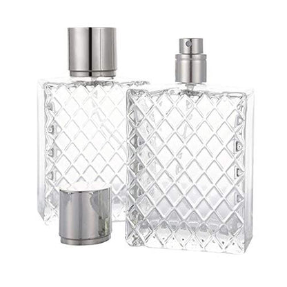 Enslz 100ml 3.4 oz Refillable Spray Perfume Bottle - Large Fine Mist Atomizer, Empty Portable Clear Glass Essential Oil Container for Travel