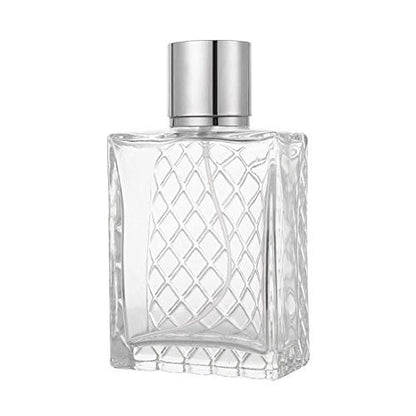 Enslz 100ml 3.4 oz Refillable Spray Perfume Bottle - Large Fine Mist Atomizer, Empty Portable Clear Glass Essential Oil Container for Travel