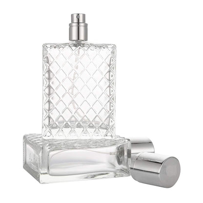 Enslz 100ml 3.4 oz Refillable Spray Perfume Bottle - Large Fine Mist Atomizer, Empty Portable Clear Glass Essential Oil Container for Travel