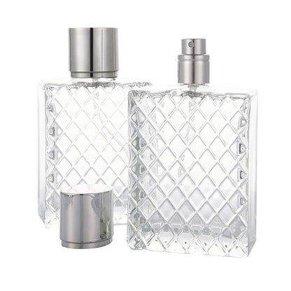 Enslz 100ml 3.4 oz Refillable Spray Perfume Bottle - Large Fine Mist Atomizer, Empty Portable Clear Glass Essential Oil Container for Travel