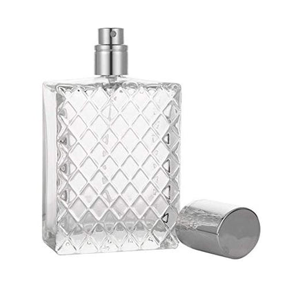 Enslz 100ml 3.4 oz Refillable Spray Perfume Bottle - Large Fine Mist Atomizer, Empty Portable Clear Glass Essential Oil Container for Travel