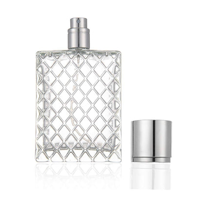 Enslz 100ml 3.4 oz Refillable Spray Perfume Bottle - Large Fine Mist Atomizer, Empty Portable Clear Glass Essential Oil Container for Travel